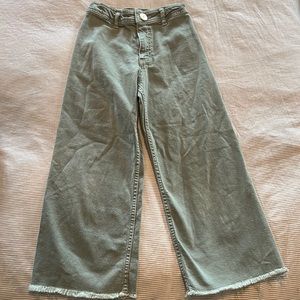 Zara Sage green denim cropped high waisted pants